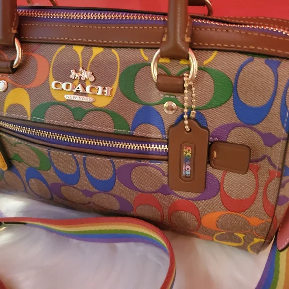 Coach Rainbow Rowan Satchel Convertible in Crossbody Bag